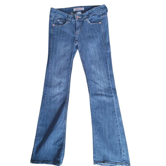 Z Cavarricci Jeans Bootcut Medium Wash Womens Juniors Sz 7 Embroidered - Picture 1 of 7